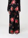 Dolce & Gabbana Women Wide-leg Pants With A Rose Bouquet Print In Black