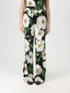 Dolce & Gabbana Gardenia Print Stretch Silk Charmeuse Pajama Pants In Multicolor