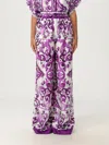 Dolce & Gabbana Majolica Print Silk Twill Pants In Purple