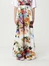 Dolce & Gabbana Flower Bouquet Print Poplin Trousers In White