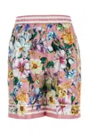 Dolce & Gabbana Elastic Waistband Floral Bermuda Shorts With Drawstring In Floral