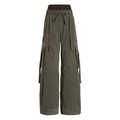 Dolce & Gabbana Dual-waistband Wide-leg Cargo Trousers In Green