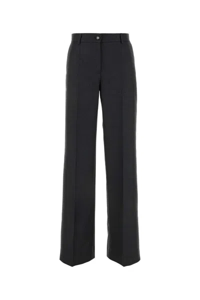 Dolce & Gabbana Stretch Fabric Pants With Zipped Ankle In Black