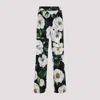 Dolce & Gabbana Gardenia Print Stretch Silk Charmeuse Pajama Pants In Jb Gardenia Nero