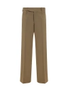 Dolce & Gabbana Stretch Virgin Wool Pants With Side Martingale In Make Up Scuro