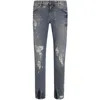 Dolce & Gabbana Jeans Slim In Cotone Stretch Con Placca In Multicolor