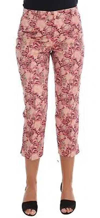 Pre-owned Dolce & Gabbana Pants Pink Floral Brocade 3/4 Capri S. It40 / Us6 / S Rrp $1100