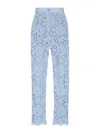 Dolce & Gabbana Light Blue Embroidered Lace Trousers In Purple