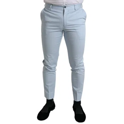 Pre-owned Dolce & Gabbana Pants Sky Blue Cotton Stretch Skinny Trouser It44/w30/xs 560usd