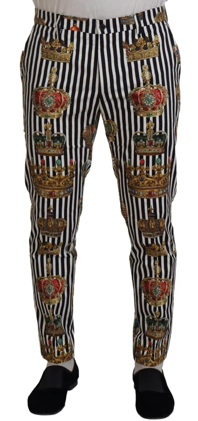 Pre-owned Dolce & Gabbana Pants White Cotton Stretch Crown Trouser It44 / W30 / Xs 1100usd