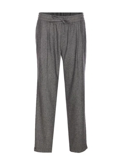 Dolce & Gabbana Trousers Tailored Herringbone Pattern In Gray