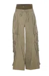 Dolce & Gabbana Green Cargo Pants With Elasticated Double Waist In Cotton Blend Woman In Green