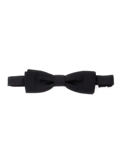 DOLCE & GABBANA BLACK BOWTIE WITH REAR ADJUSTABLE CLOSURE IN SILK MAN