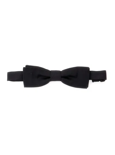 DOLCE & GABBANA BLACK BOWTIE WITH REAR ADJUSTABLE CLOSURE IN SILK MAN