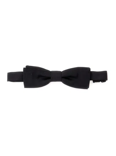 DOLCE & GABBANA BLACK BOWTIE WITH REAR ADJUSTABLE CLOSURE IN SILK MAN