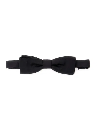 DOLCE & GABBANA DOLCE & GABBANA MEN BLACK BOWTIE WITH REAR ADJUSTABLE CLOSURE IN SILK MAN