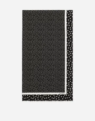 Dolce & Gabbana Polka Dot-print Cotton Sarong In Black