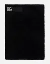 Dolce & Gabbana Cotton Jacquard Beach Towel With Dg Monogram In Black