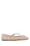 Dolce & Gabbana Women Pink Ballet Flats With Metallic Dg Logo Plaque In Fabric Woman
