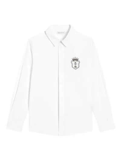 Dolce & Gabbana Kids' Popeline-hemd Mit Patch-detail In White
