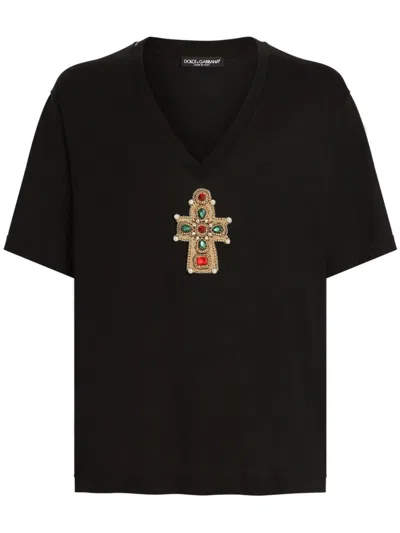 Dolce & Gabbana Patch-detail T-shirt In Black