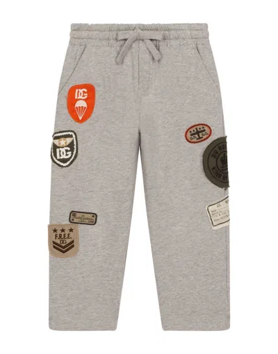 Dolce & Gabbana Kids' Patch-detail Track Trousers In Grey