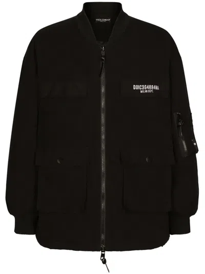 Dolce & Gabbana Patch-pocket Cotton-blend Jacket In Black