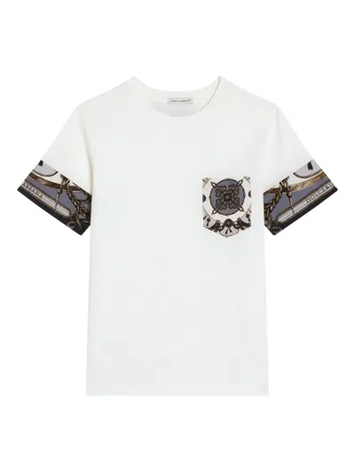 Dolce & Gabbana Kids' Patch-pocket Scarf-detail T-shirt In White
