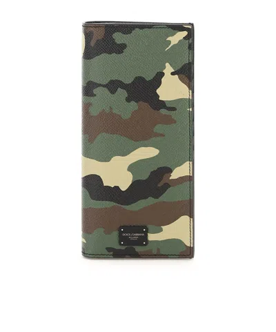 Dolce & Gabbana Patch Printed Wallet In Green