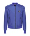 Dolce & Gabbana Patch Zipper Casual Jacket In Blue