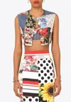 Dolce & Gabbana Patchwork Brocade Cropped Vest In Multicolor