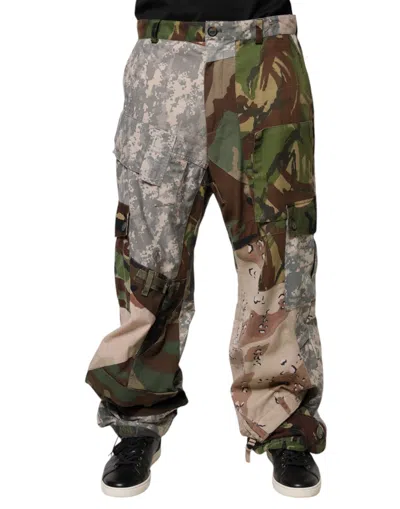 Dolce & Gabbana Patchwork Camouflage Cargo Pants In Brown