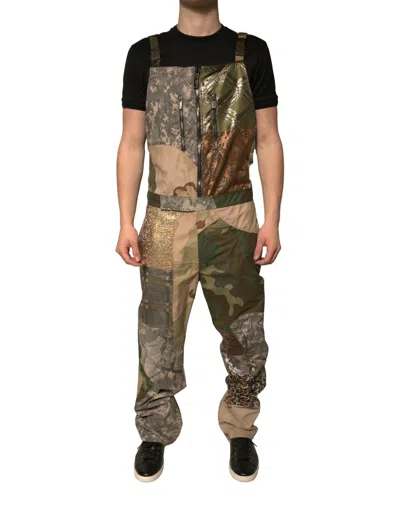 Dolce & Gabbana Patchwork Camouflage Cargo Pants In Green