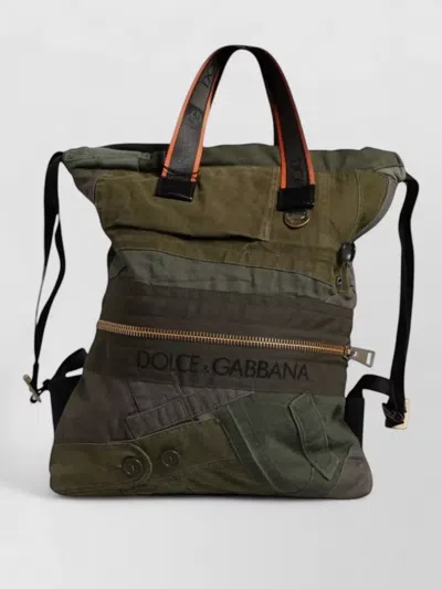 Dolce & Gabbana Patchwork Camouflage Rucksack Backpack Tote Bag In Green