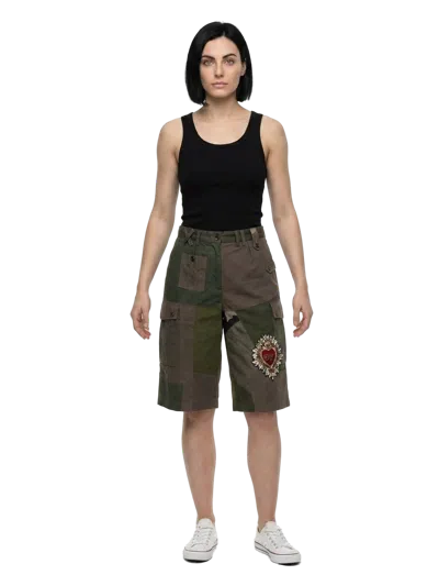 Dolce & Gabbana Patchwork Cotton Cargo Shorts In Multi
