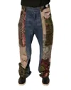 Dolce & Gabbana Blue Patchwork Cotton Straight Denim Jeans In Blue