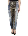 Dolce & Gabbana Patchwork Damask Tapered Jeans In Blue