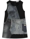 Dolce & Gabbana Denim Patchwork Tank Dress In Black