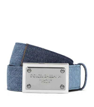 Dolce & Gabbana Patchwork Denim Belt In Blue