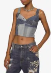 Dolce & Gabbana Patchwork Denim Corset In Denim