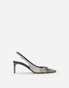 Dolce & Gabbana Patchwork Denim Slingbacks In Blue