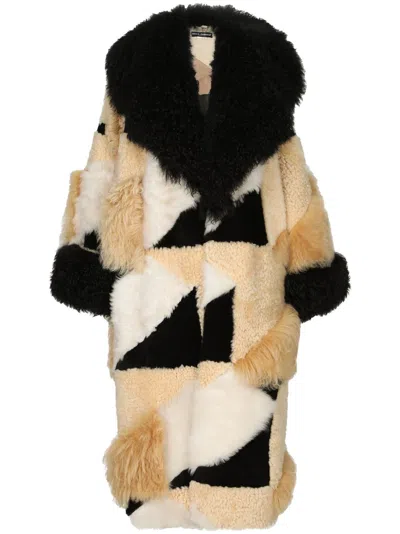 Dolce & Gabbana Patchwork-design Faux-fur Maxi Coat In Multicolor