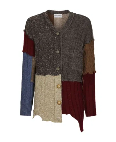 DOLCE & GABBANA DOLCE  GABBANA PATCHWORK DISTRESSED KNIT CARDIGAN