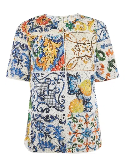 Pre-owned Dolce & Gabbana Patchwork Embroidered Top