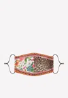 Dolce & Gabbana Patchwork Face Mask In Floral And Leopard Stretch Fabric In Multicolor