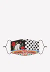 Dolce & Gabbana Patchwork Face Mask In Floral And Leopard Stretch Fabric In Multicolor