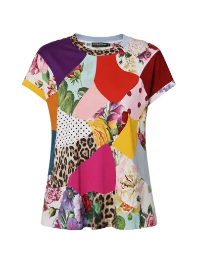 Dolce & Gabbana Patchwork Floral And Animal Print Blouse In Multi