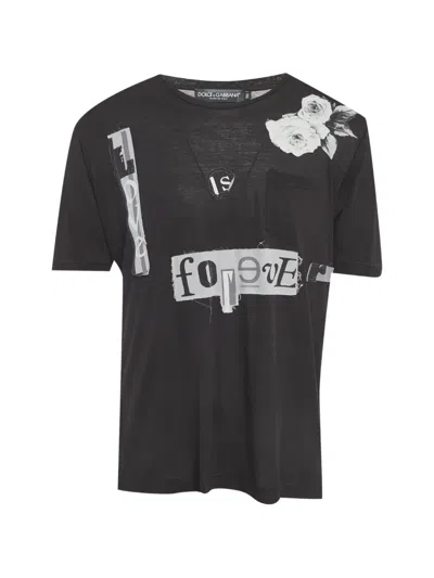 Pre-owned Dolce & Gabbana Patchwork Jersey T-shirt In Black