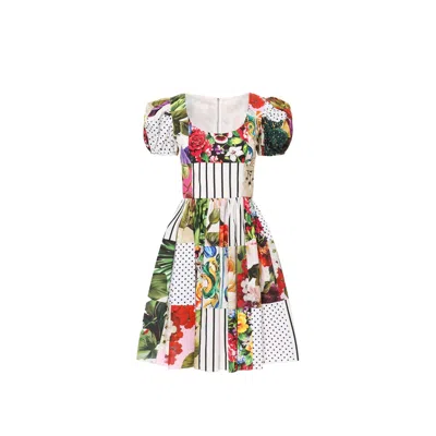 Dolce & Gabbana Patchwork Mini Dress Women In Multi
