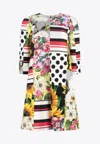 Dolce & Gabbana Patchwork Print Charmeuse Dress In Multicolor